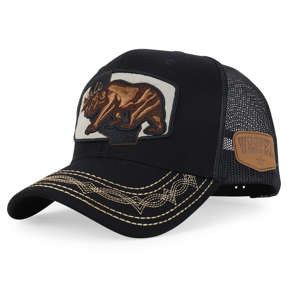 Trendy Apaprel Shop Cali Bear Embroidered Western Trucker Cap