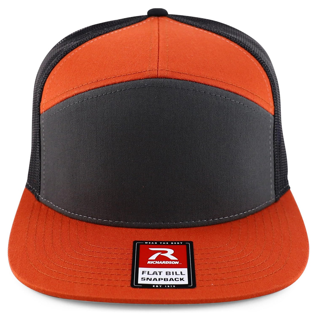 Trendy Apparel Shop Structured High Profile 7 Panel Flat Bill Mesh Back Snapback Cap