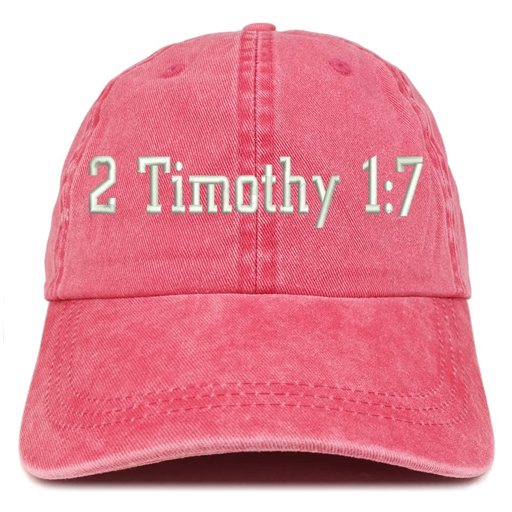 Trendy Apparel Shop 2 Timothy 1: 7 Washed Pigment Dyed Baseball Cap