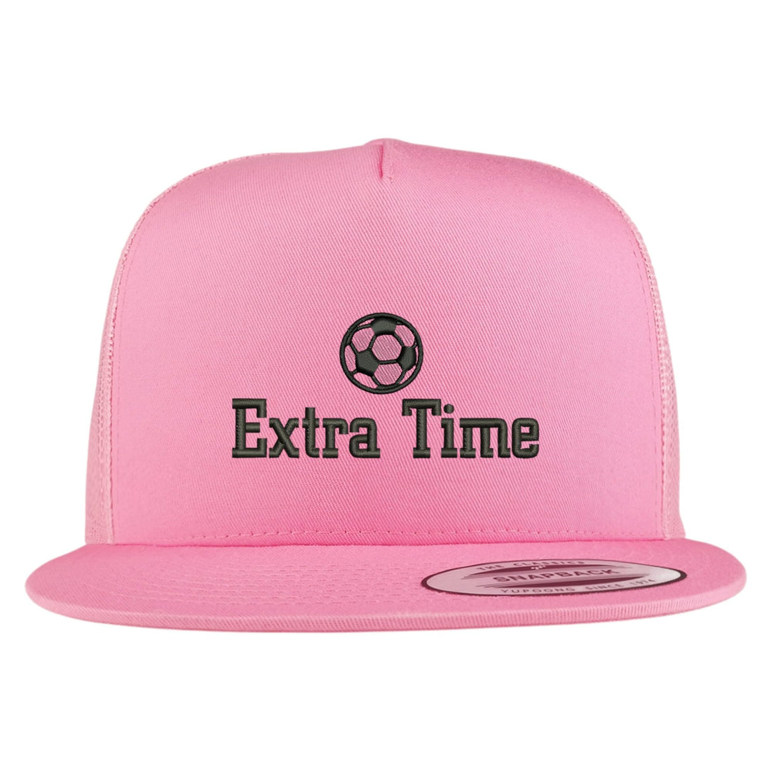 Trendy Apparel Shop Soccer Extra Time Embroidered 5 Panel Flatbill Trucker Mesh Cap