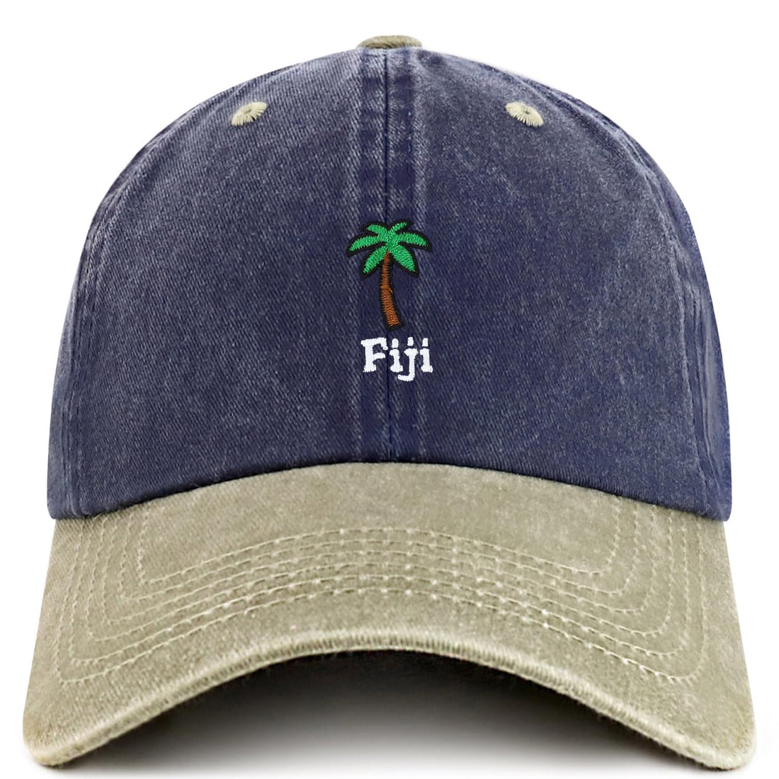 Trendy Apparel Shop Fiji with Palm Tree Embroidered Pigment Dyed Cotton Baseball Cap