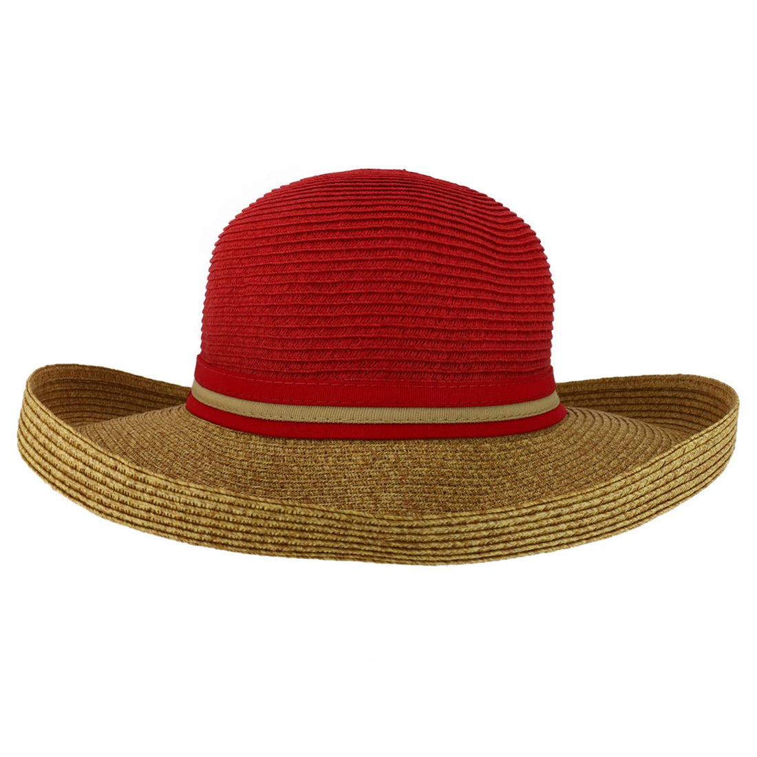 Trendy Apparel Shop UPF 50+ Women's Kettle Tweed Brim Paper Braid Sun Hat