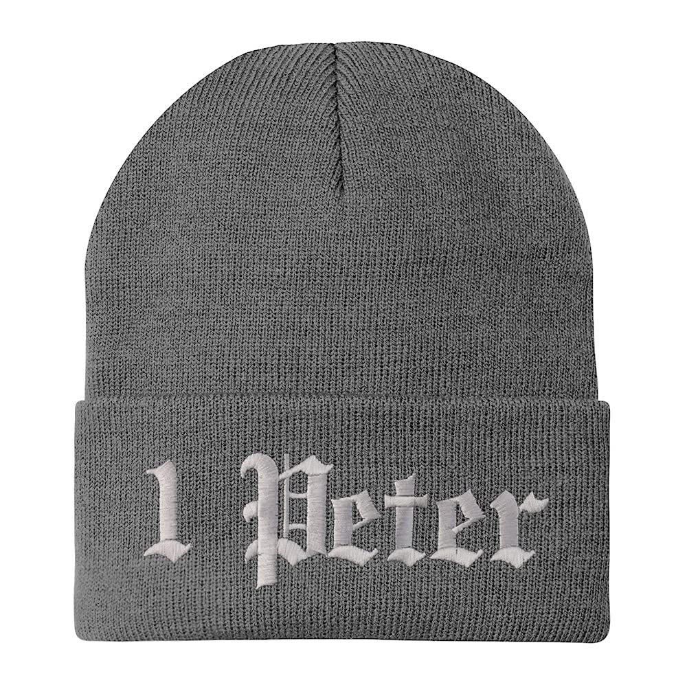 Trendy Apparel Shop 1 Peter Old English Embroidered Long Cuff Beanie