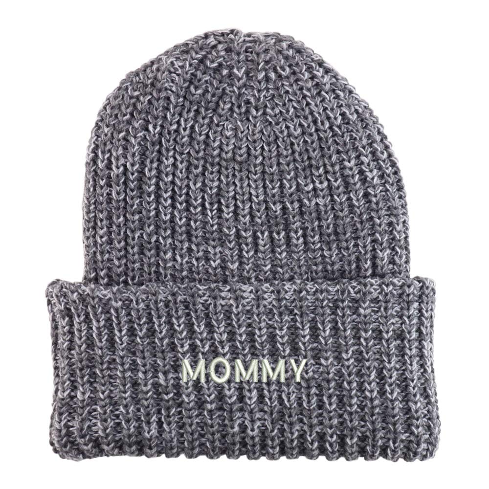 Trendy Apparel Shop Mommy Embroidered Long Cuffed Thick Ribbed Knit Beanie