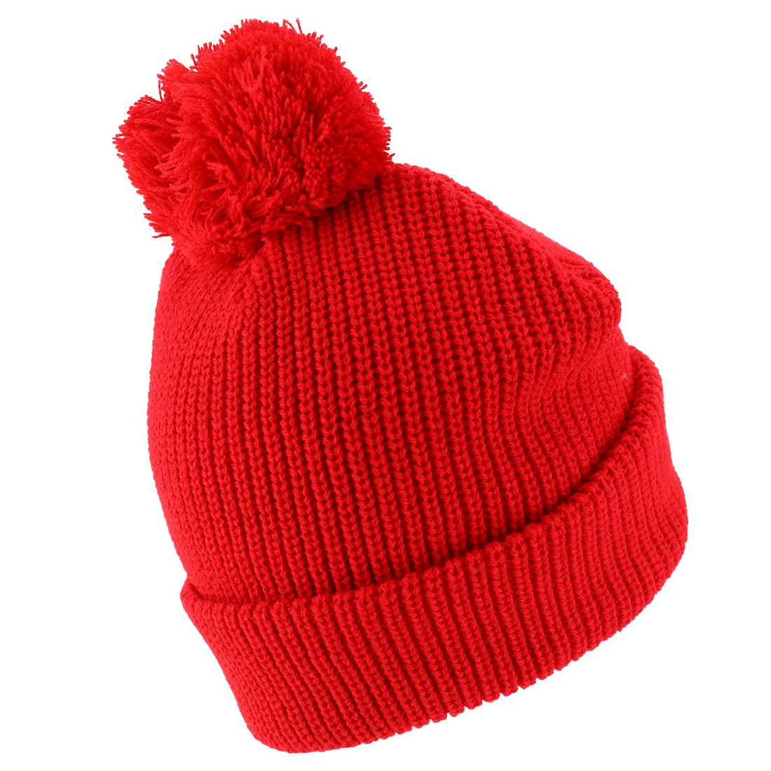 Trendy Apparel Shop XXL Oversized Solid Pom Pom Winter Ribbed Cuffed Beanie