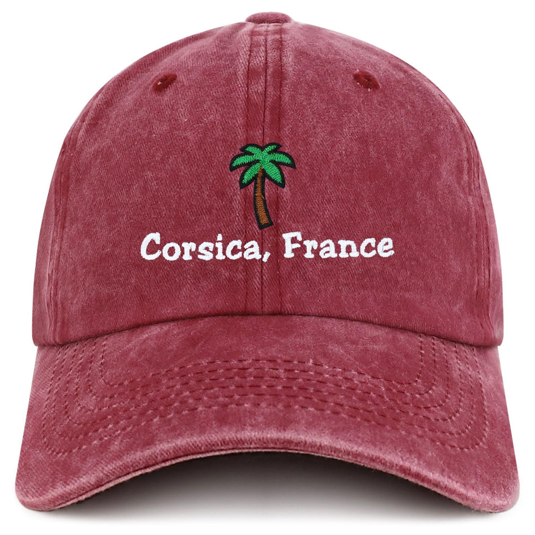 Trendy Apparel Shop Corsica France with Palm Tree Embroidered Pigment Dyed Cotton Baseball Cap