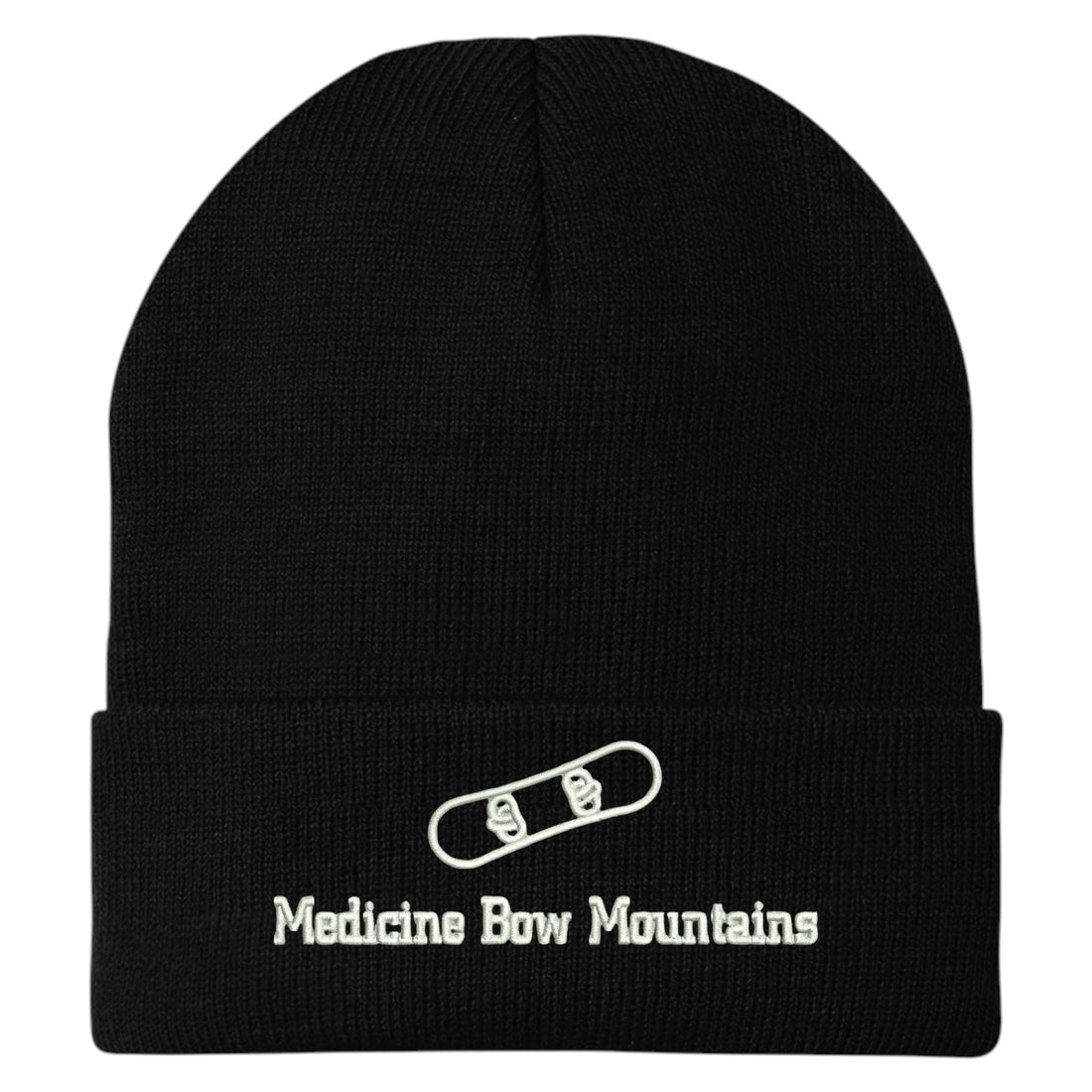 Trendy Apparel Shop Medicine Bow Mountains Snowboard Logo Embroidered Long Cuff Beanie