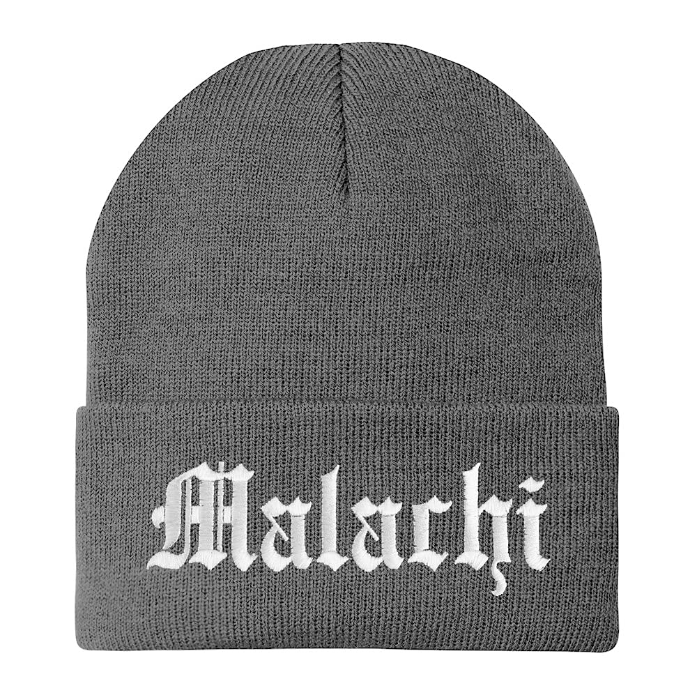 Trendy Apparel Shop Malachi Old English Embroidered Long Cuff Beanie