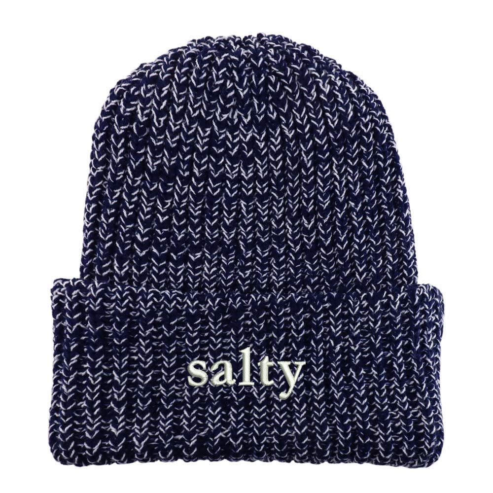 Trendy Apparel Shop Salty Embroidered Long Cuffed Thick Ribbed Knit Beanie