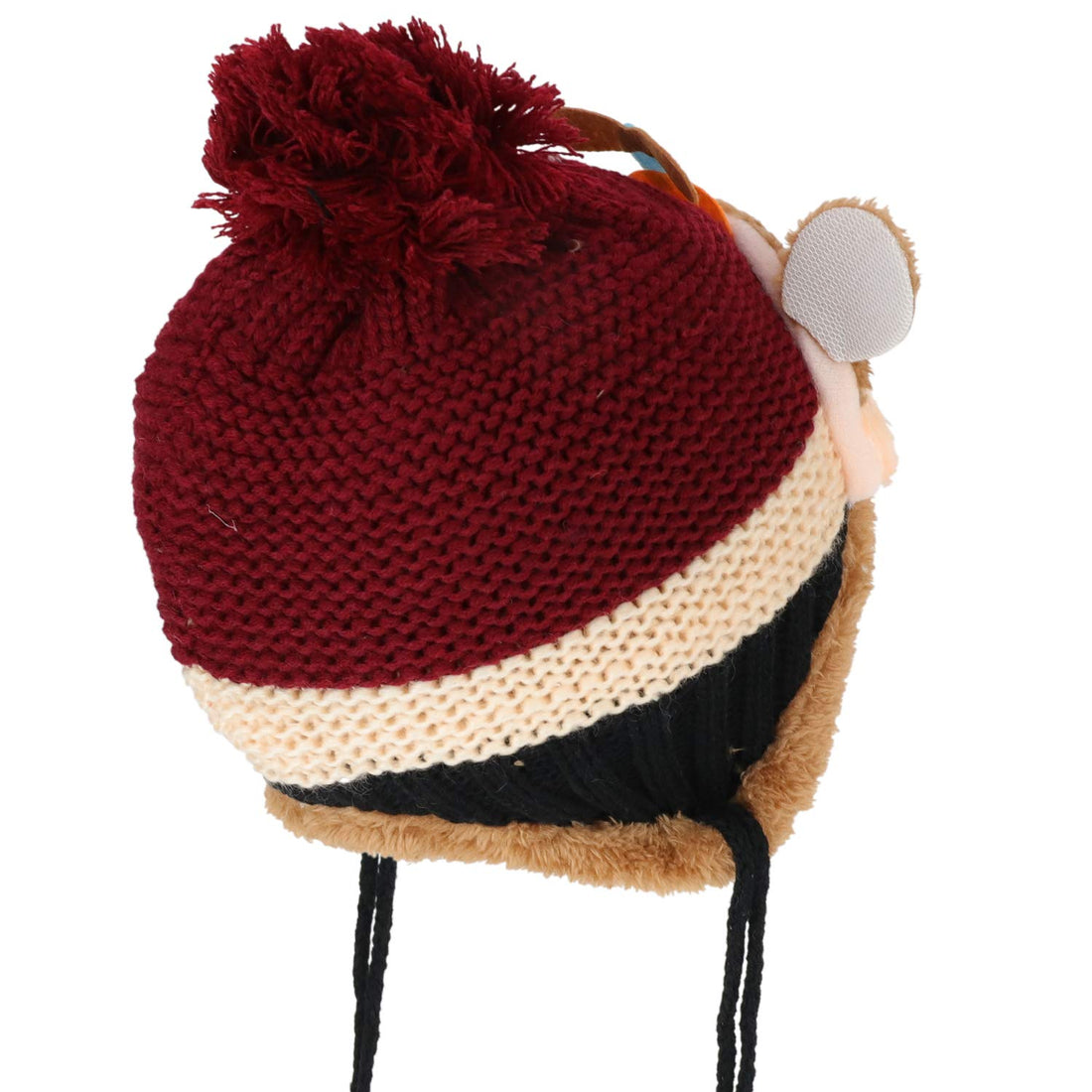 Trendy Apparel Shop Kid's Youth Size Bear Pom Knit Beanie with Tassel