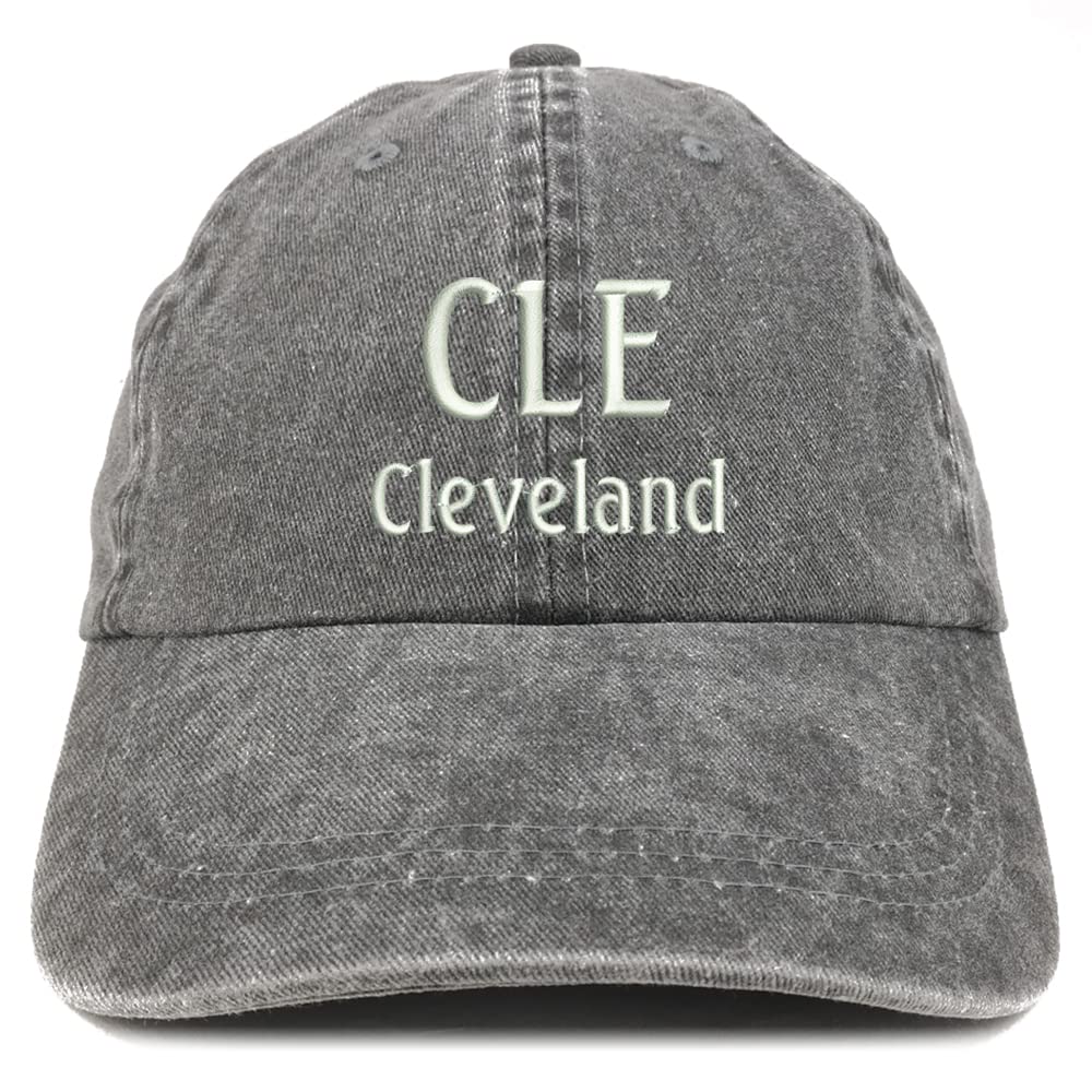 Trendy Apparel Shop CLE Cleveland Embroidered Pigment Dyed Washed Baseball Cap