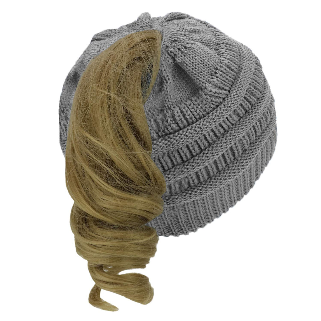 Trendy Apparel Shop Women's Lightweight Ribbed Knit 365 Stretchable Ponytail Beanie Cap