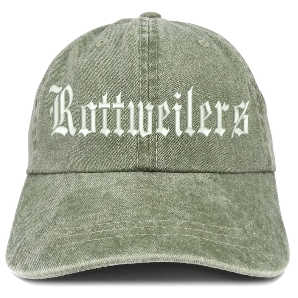 Trendy Apparel Shop Old English Rottweilers Washed Pigment Dyed Baseball Cap