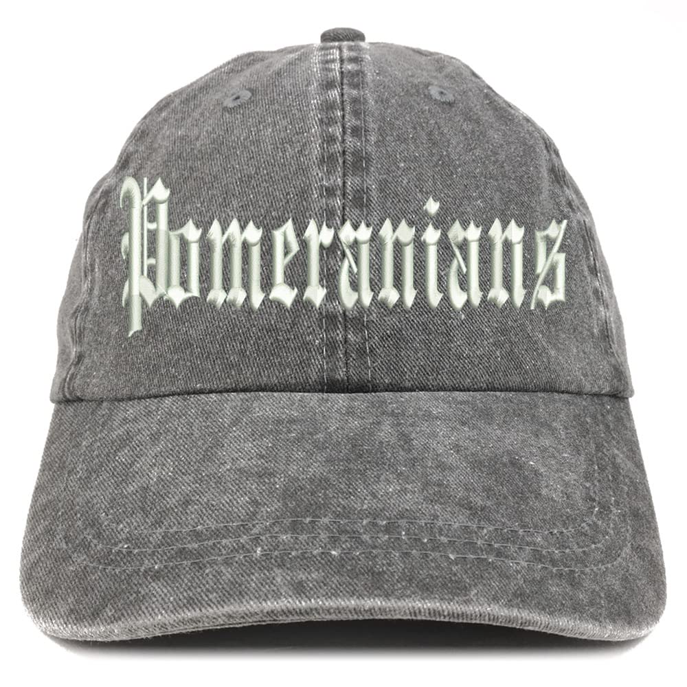 Trendy Apparel Shop Old English Pomeranians Washed Pigment Dyed Baseball Cap