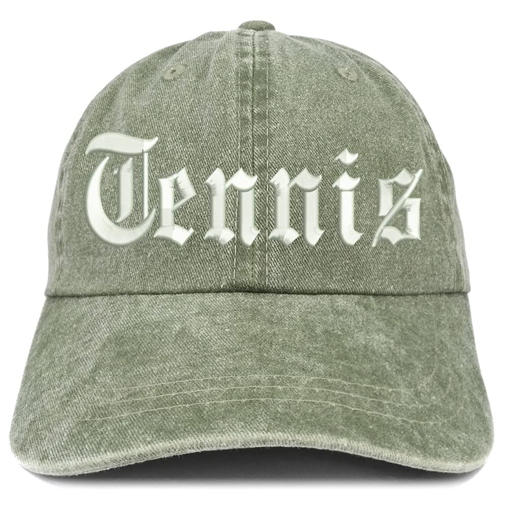 Trendy Apparel Shop Old English Tennis Washed Pigment Dyed Baseball Cap