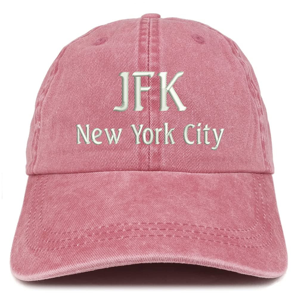 Trendy Apparel Shop JFK New York City Embroidered Pigment Dyed Washed Baseball Cap