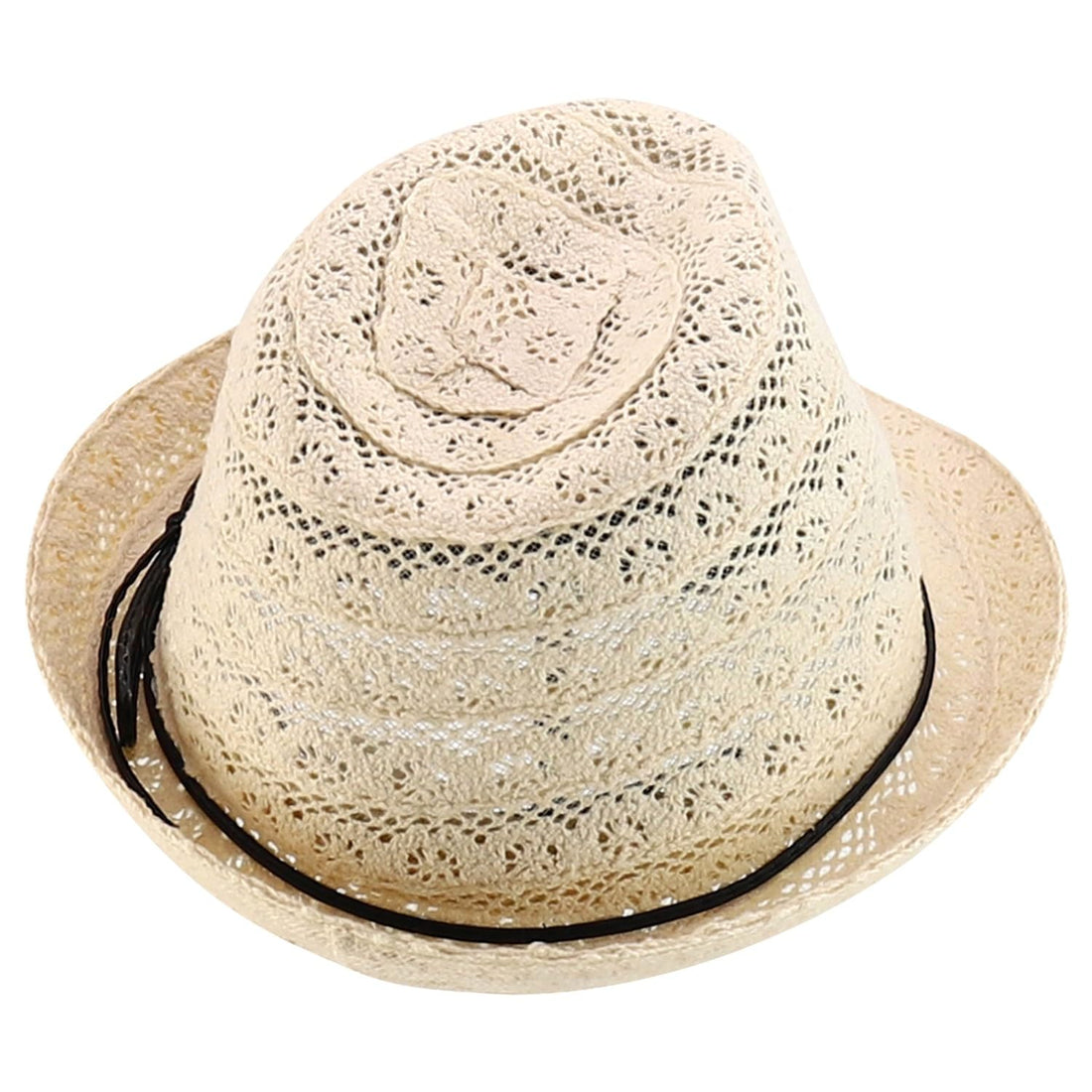 Trendy Apparel Shop Youth Size Girl's Cotton Lace Black Tie Fedora Hat