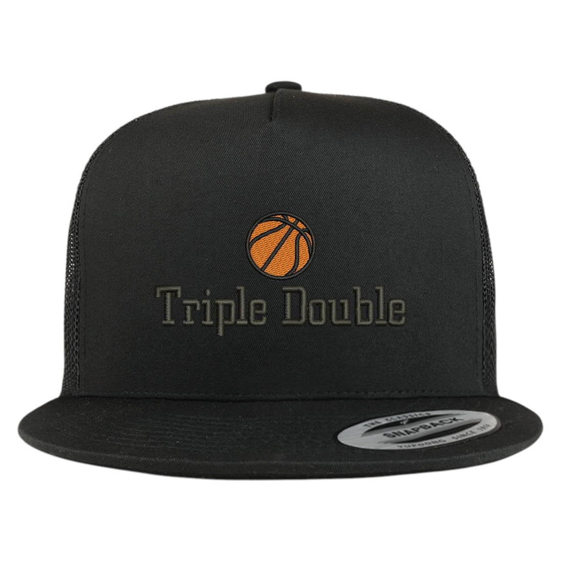Trendy Apparel Shop Basketball Triple Double Embroidered 5 Panel Flatbill Trucker Mesh Cap