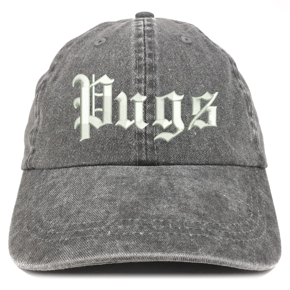 Trendy Apparel Shop Old English Pugs Washed Pigment Dyed Baseball Cap