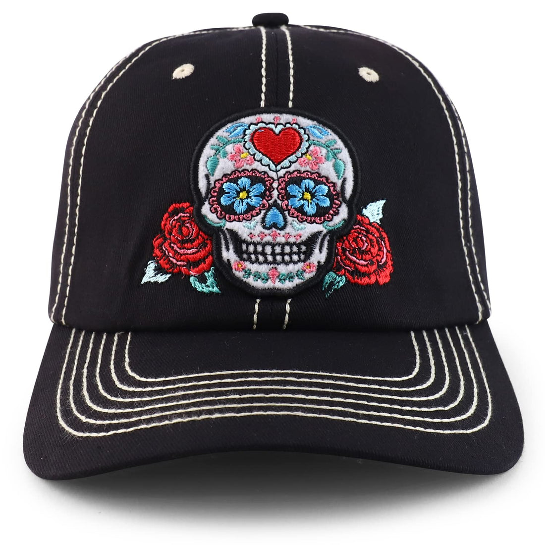 Trendy Apparel Shop Dia De Los Muerto Skull Embroidered Baseball Cap