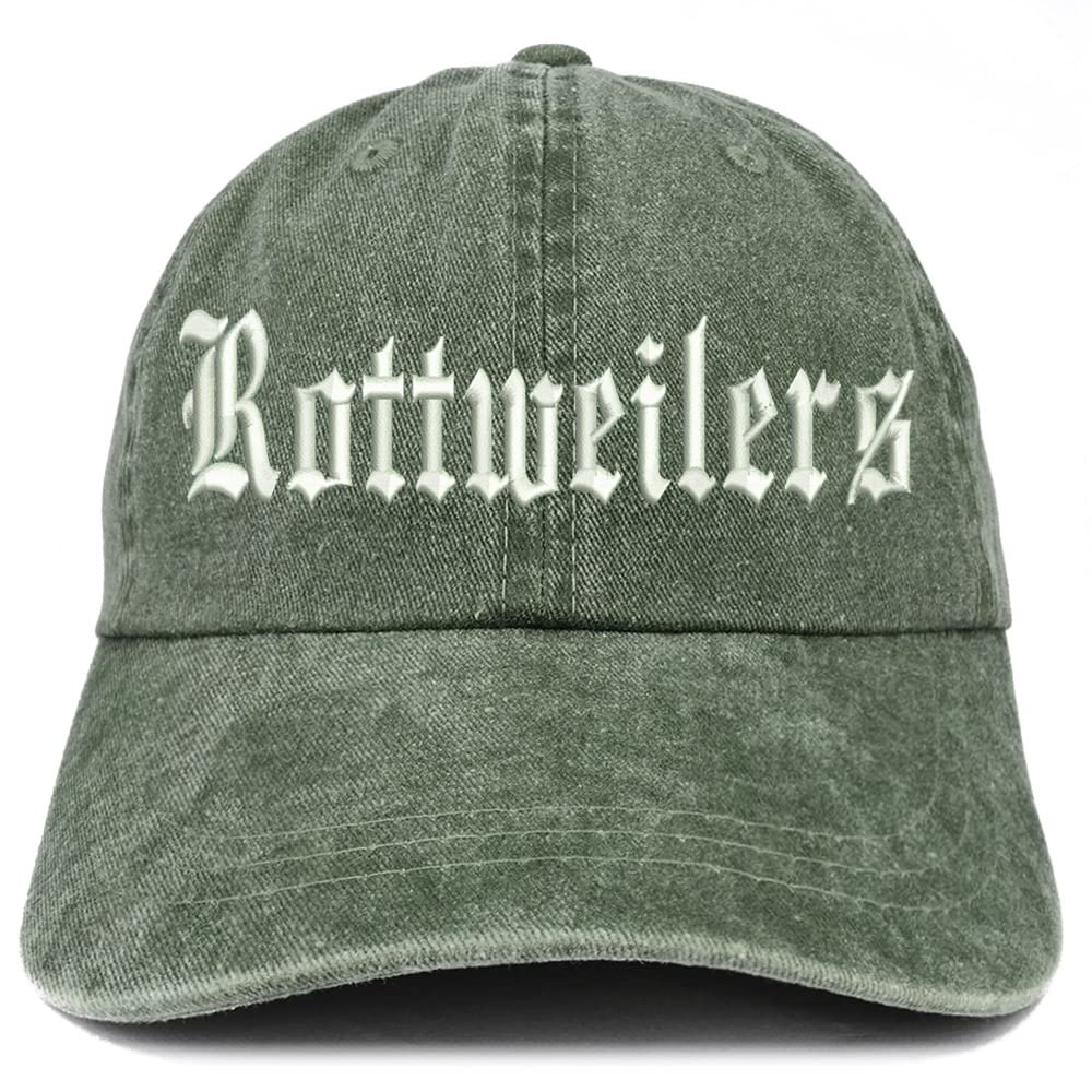 Trendy Apparel Shop Old English Rottweilers Washed Pigment Dyed Baseball Cap