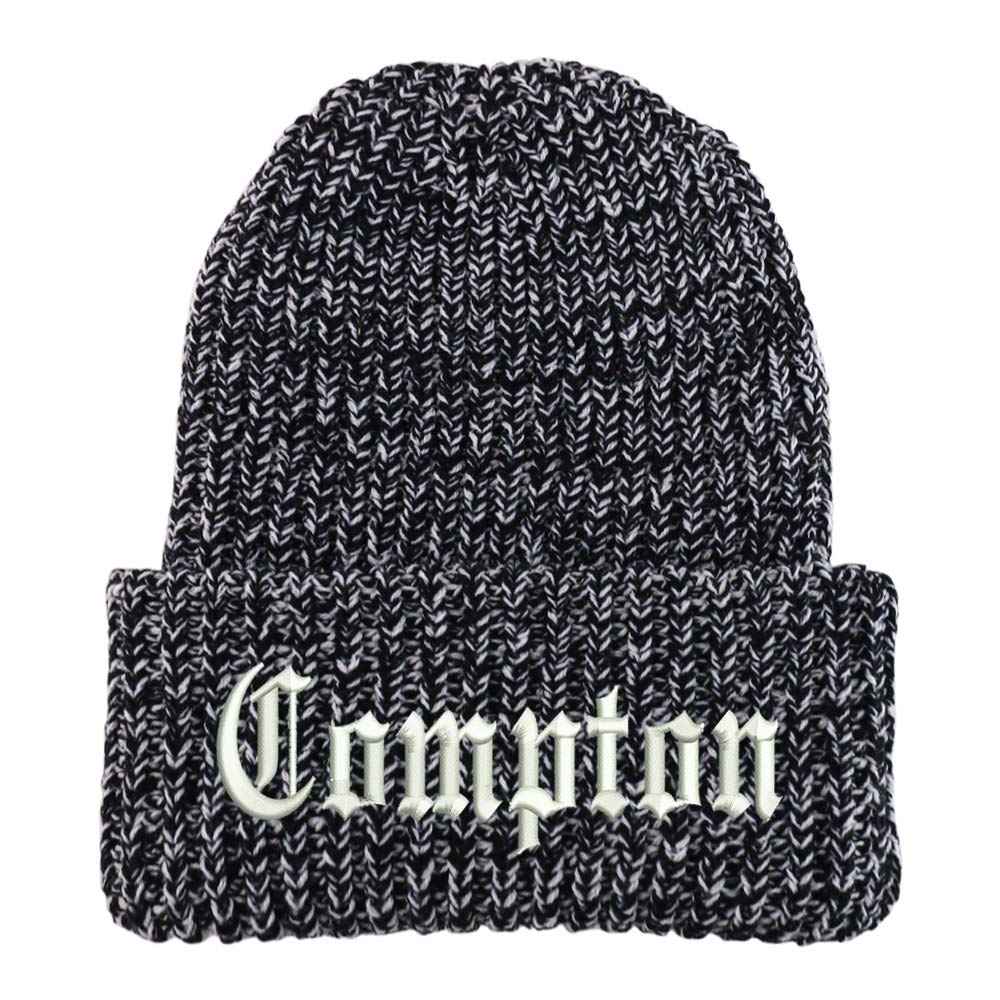 Trendy Apparel Shop Compton City Old English Long Cuffed Thick Ribbed Beanie