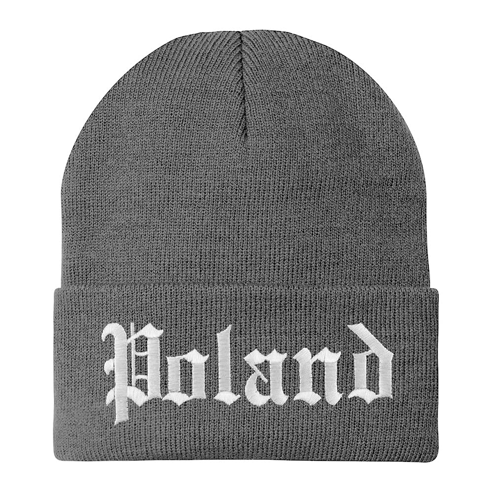 Trendy Apparel Shop Poland Old English Embroidered Long Cuff Beanie