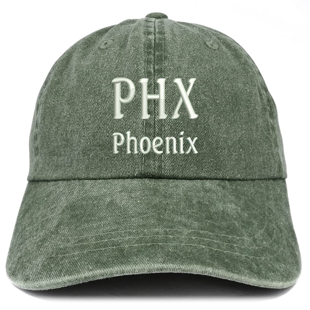 Trendy Apparel Shop PHX Pheonix Embroidered Pigment Dyed Washed Baseball Cap