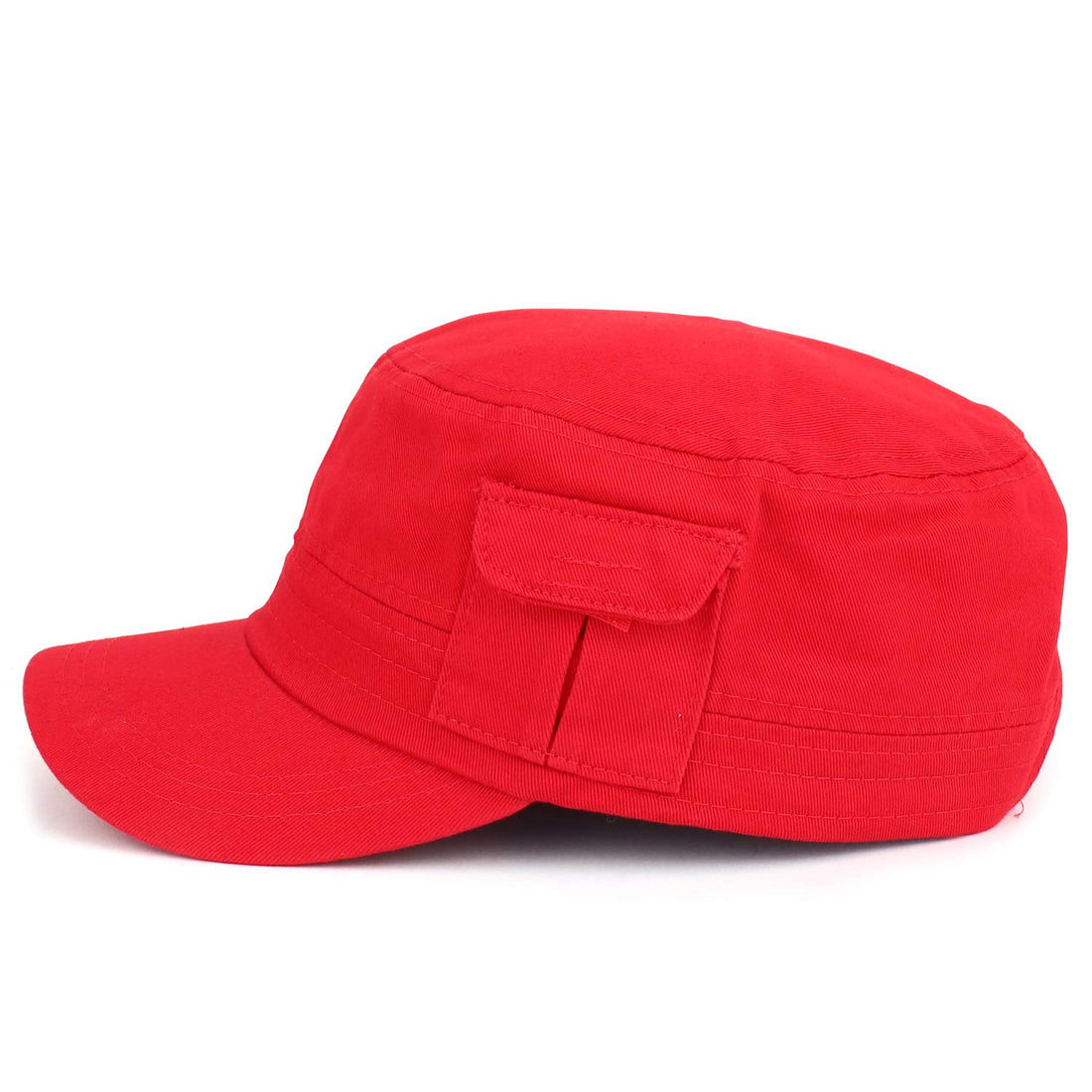 Trendy Apparel Shop Plain Castro Flat Top Style Army Cap with Pocket