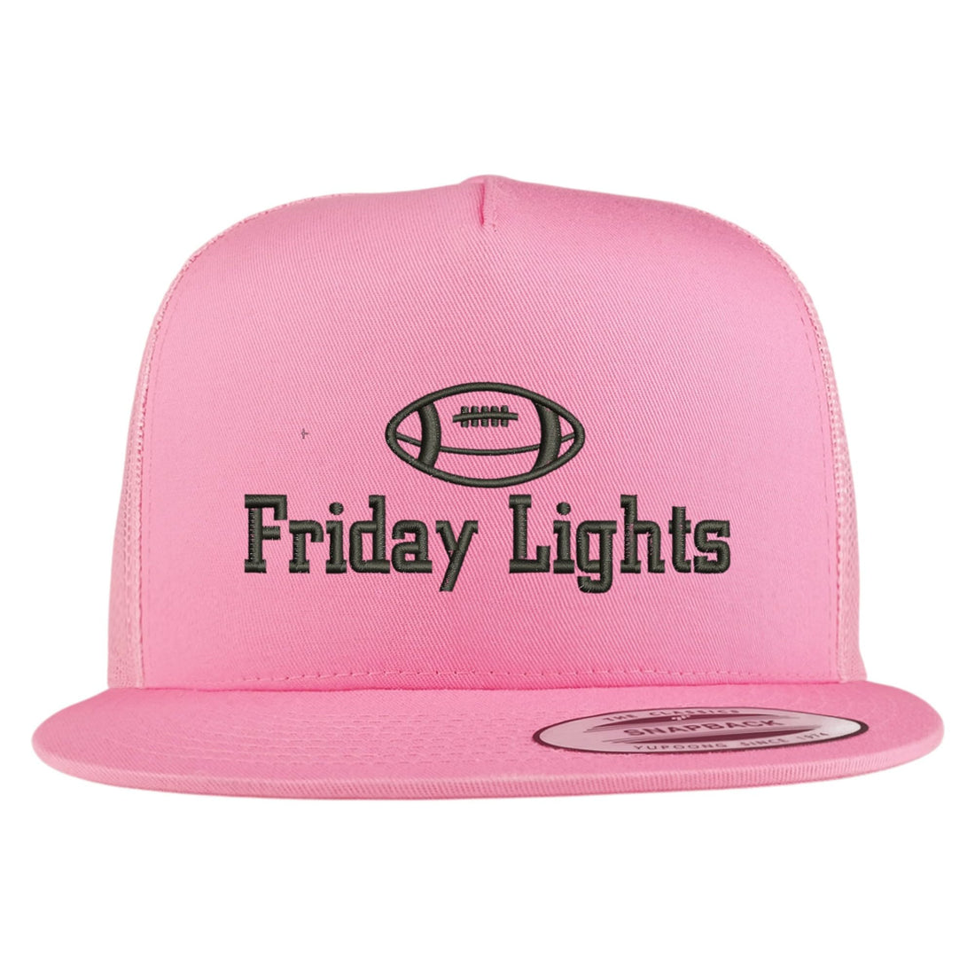 Trendy Apparel Shop Football Friday Lights Embroidered 5 Panel Flatbill Trucker Mesh Cap