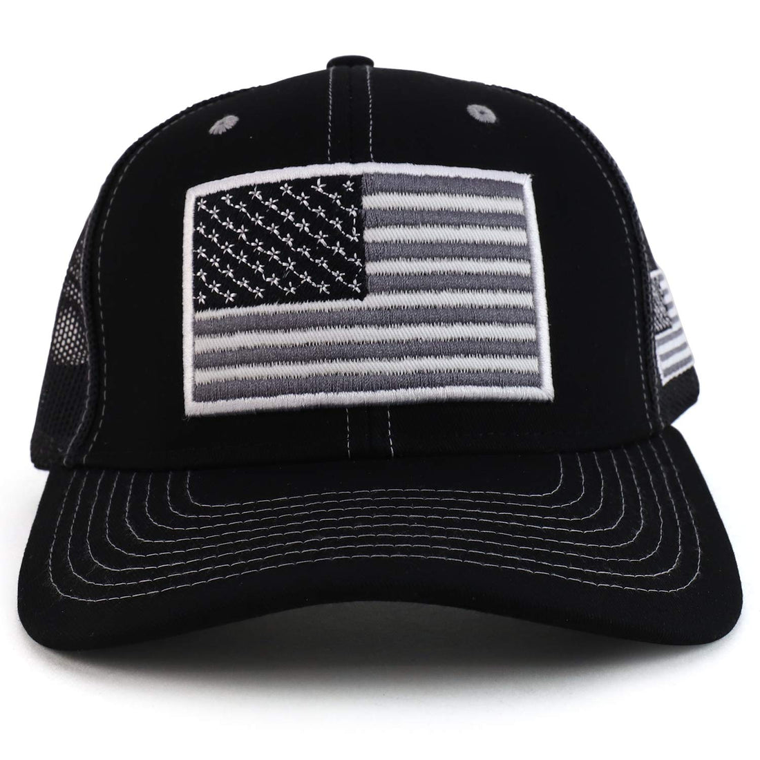 Trendy Apparel Shop 3D USA Flag Embroidered Structured Snapback Mesh Back Cap