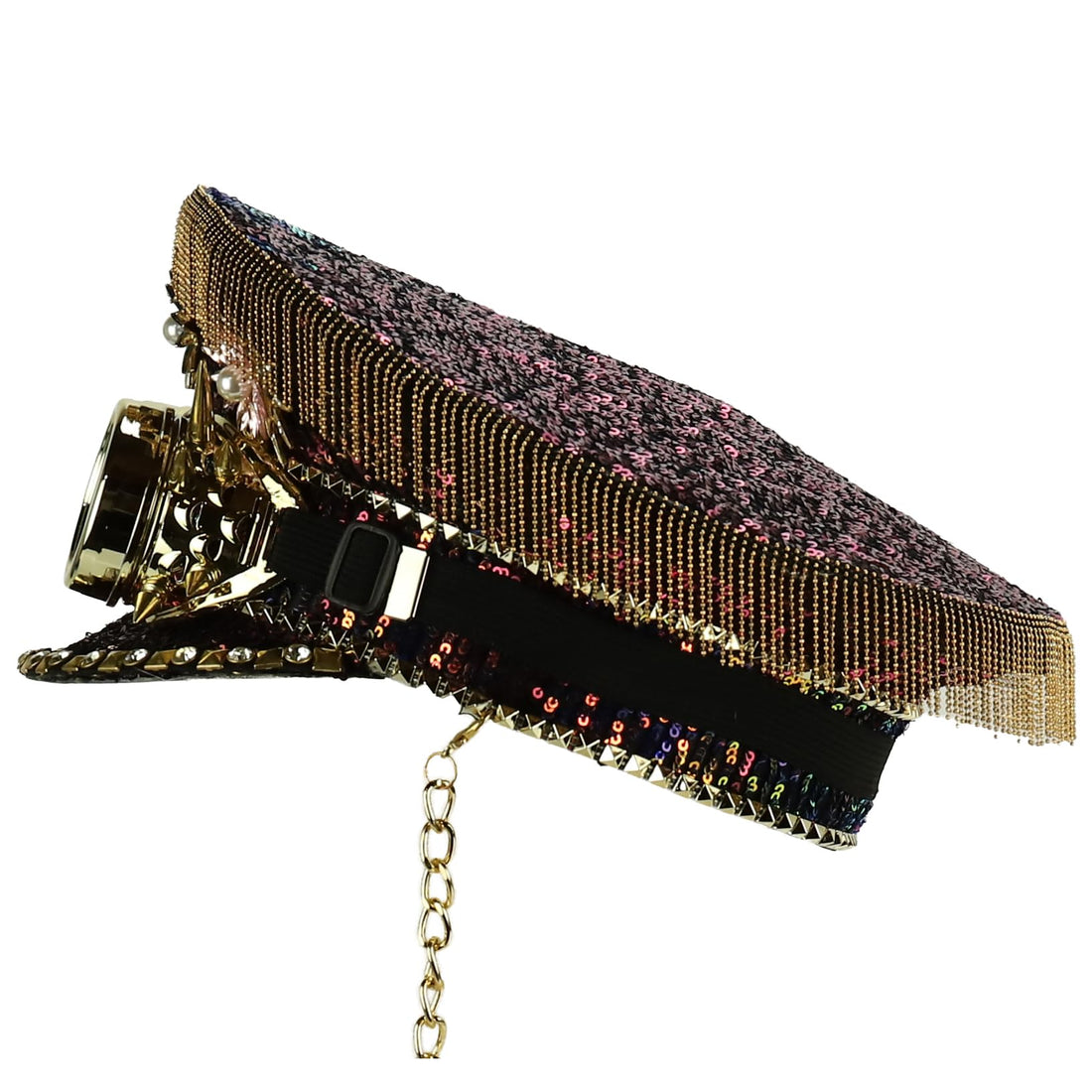 Trendy Apparel Shop Festival Party Sparkly Sequin Rhinestone Captain Hat