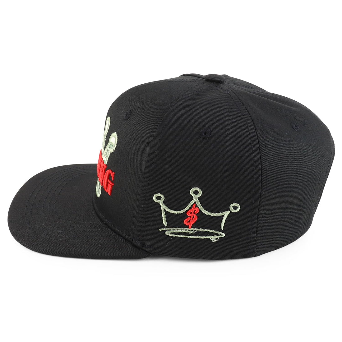 Trendy Apparel Shop 3D Crown Cash King Embroidered 6 Panel Flatbill Snapback Cap