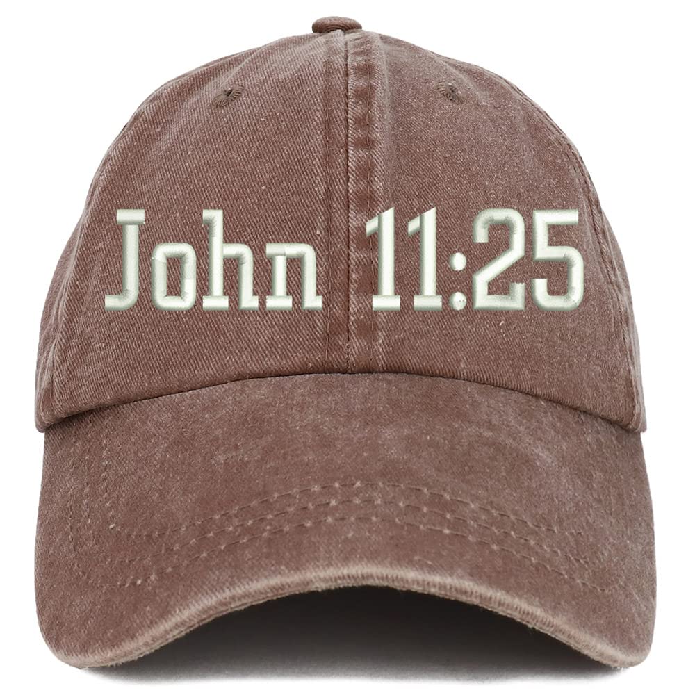 Trendy Apparel Shop John 11:25 Washed Pigment Dyed Baseball Cap