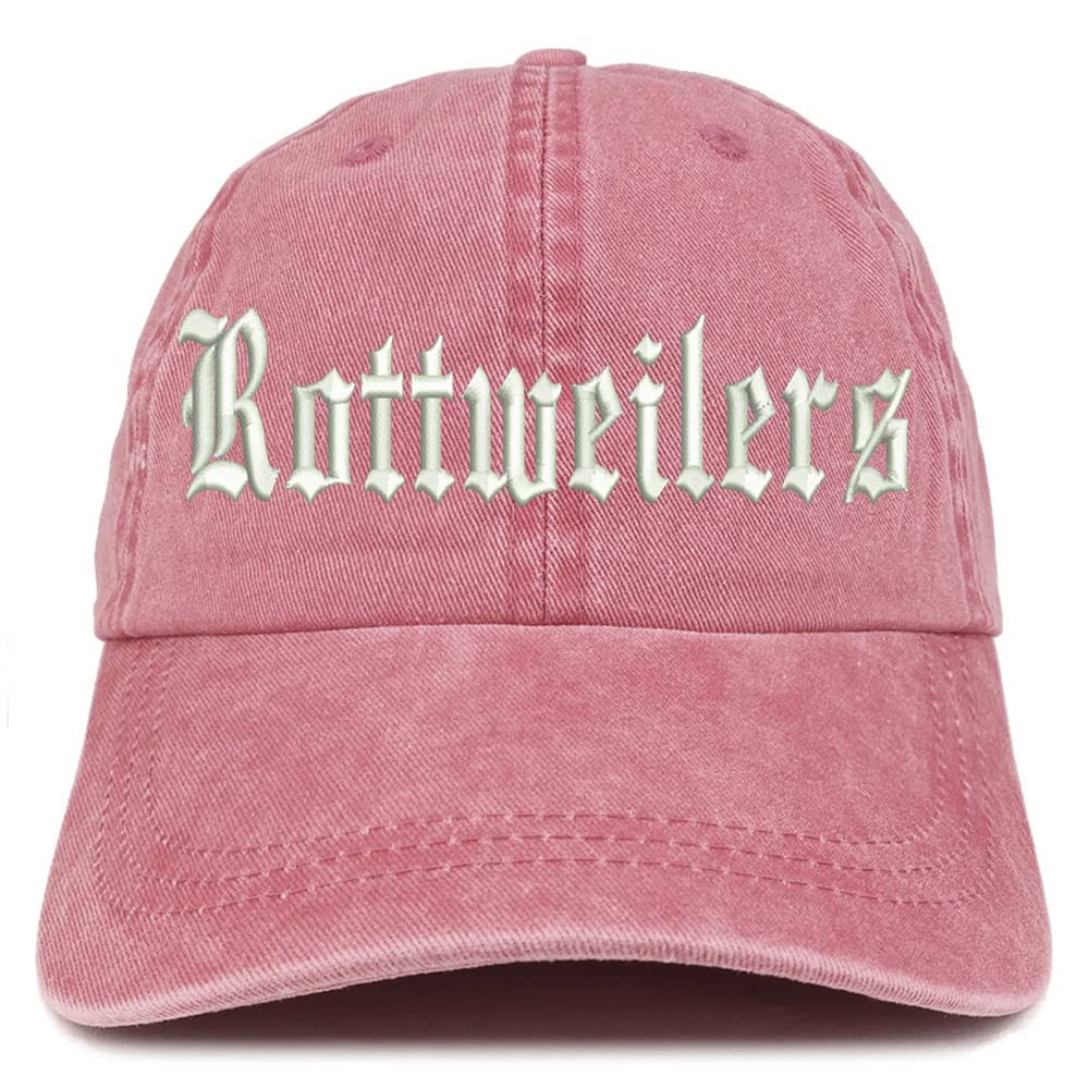 Trendy Apparel Shop Old English Rottweilers Washed Pigment Dyed Baseball Cap