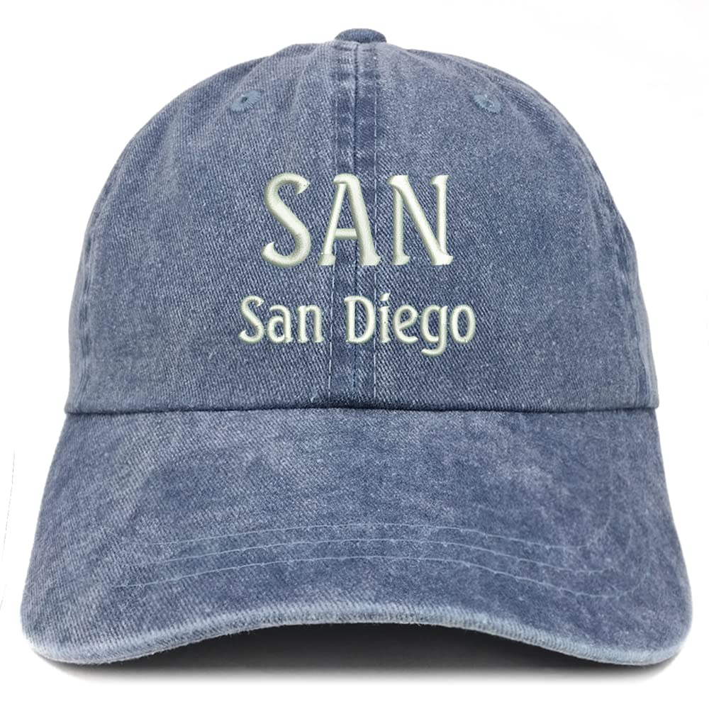 Trendy Apparel Shop SAN San Diego Embroidered Pigment Dyed Washed Baseball Cap