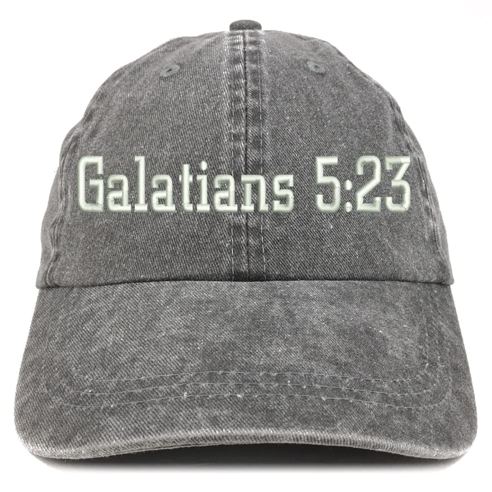Trendy Apparel Shop Galatians 5:23 Washed Pigment Dyed Baseball Cap