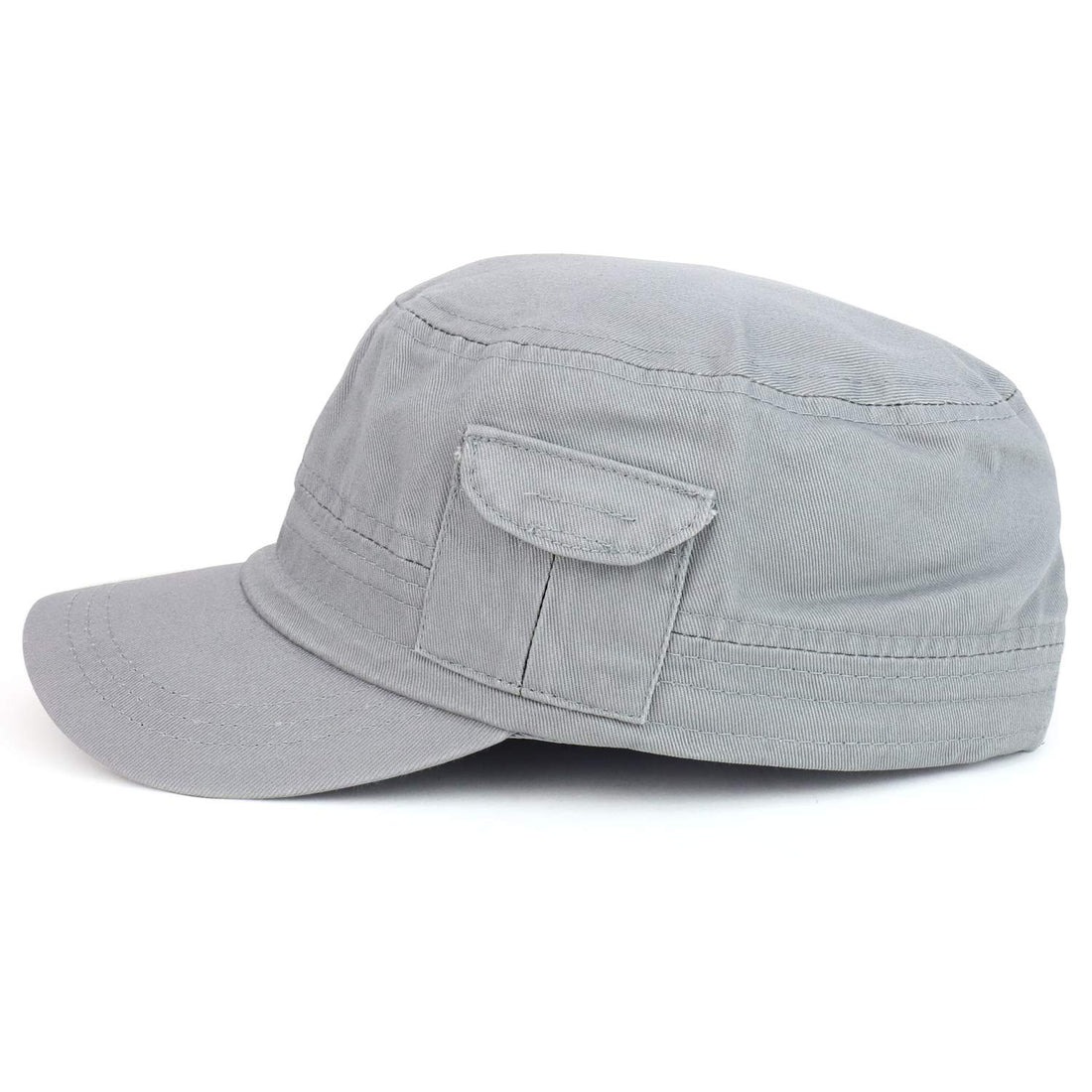 Trendy Apparel Shop Plain Castro Flat Top Style Army Cap with Pocket