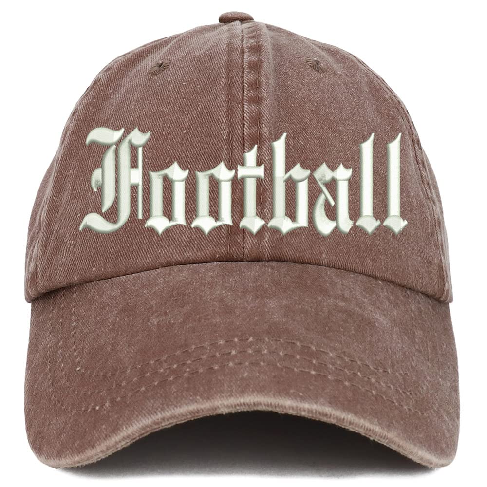 Trendy Apparel Shop Old English Football Washed Pigment Dyed Baseball Cap