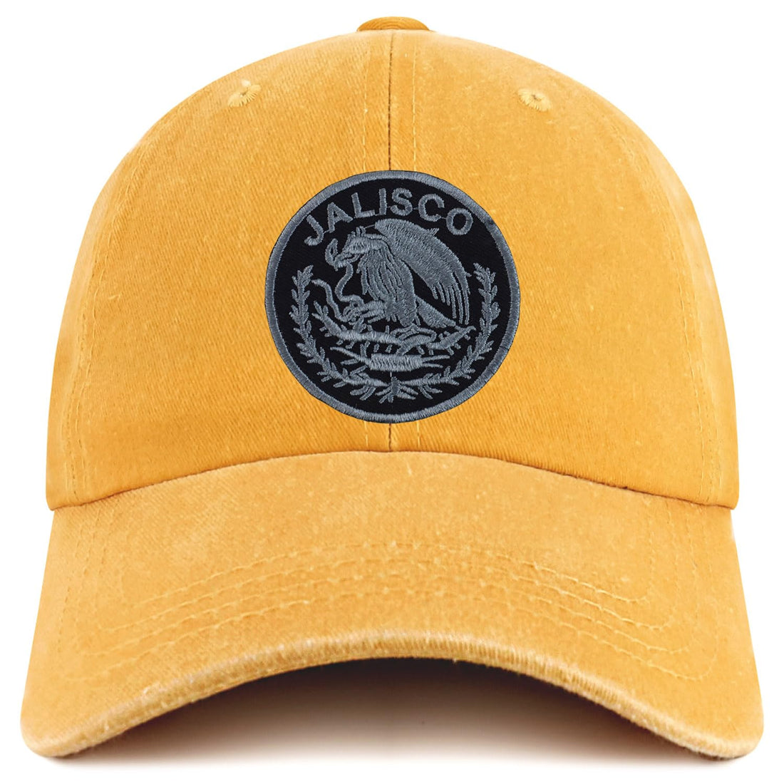 Trendy Apparel Shop Jalisco Mexico Charcoal Embroidered Patch Pigment Dyed Washed Baseball Cap