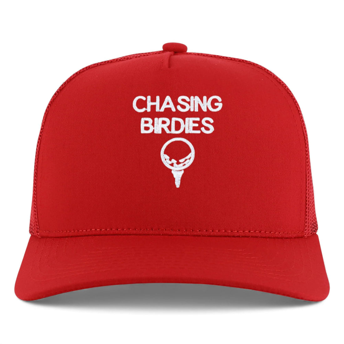 Trendy Apparel Shop Chasing Birdies Embroidered 5 Panel Snapback Trucker Cap