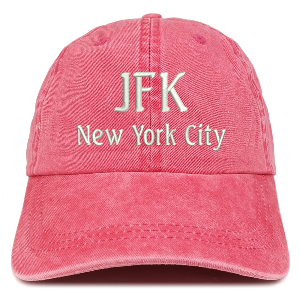 Trendy Apparel Shop JFK New York City Embroidered Pigment Dyed Washed Baseball Cap