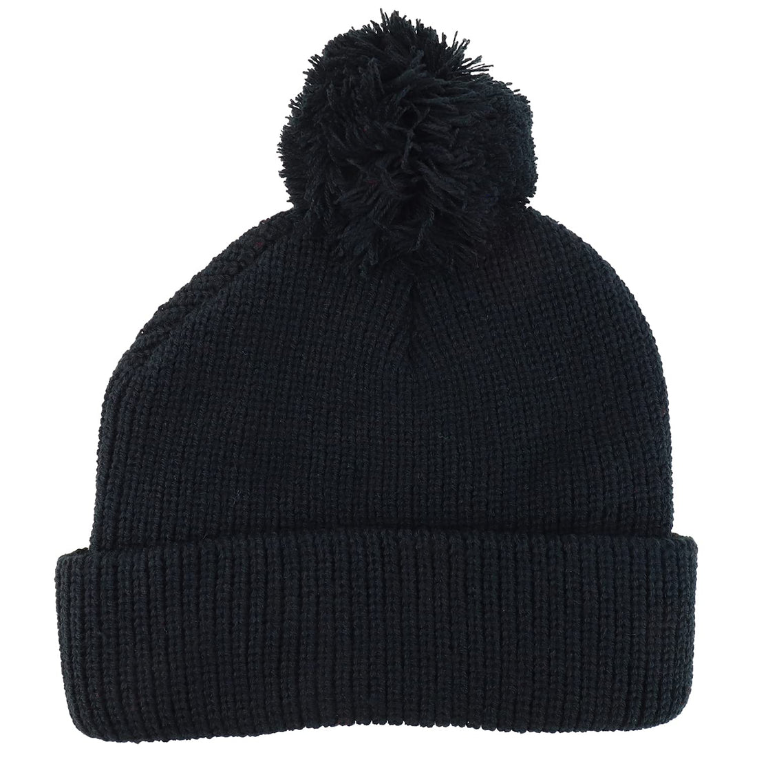 Trendy Apparel Shop XXL Oversized Solid Pom Pom Winter Ribbed Cuffed Beanie