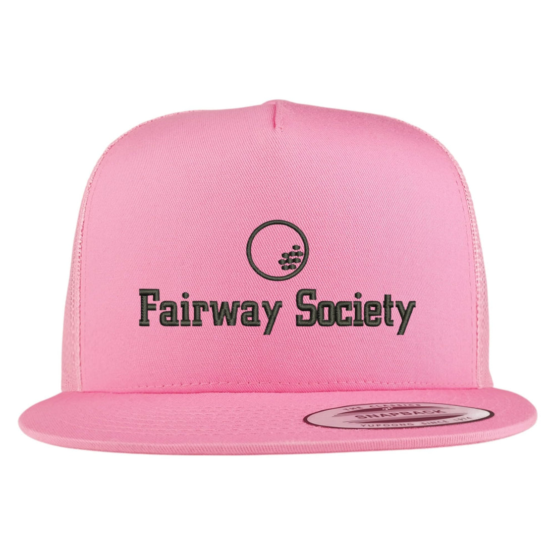 Trendy Apparel Shop Fairway Society Embroidered 5 Panel Flatbill Trucker Mesh Cap