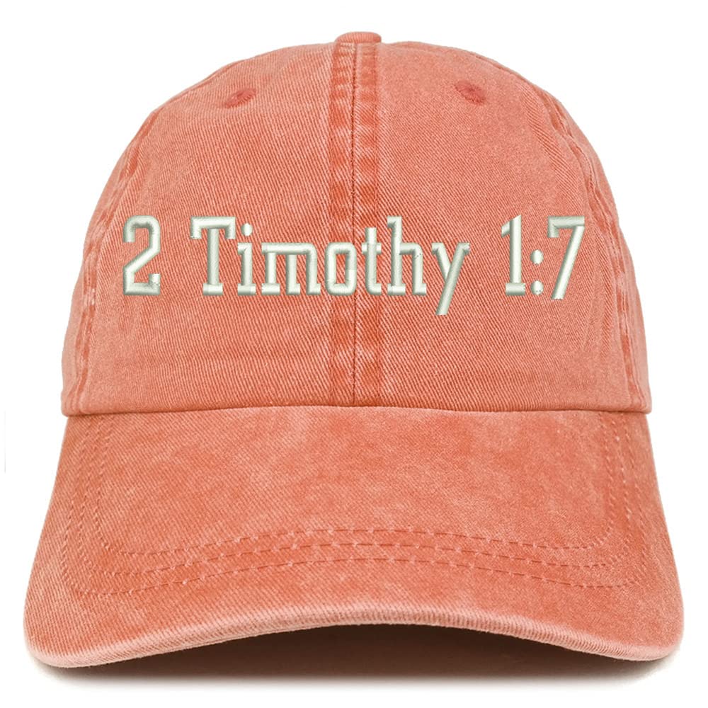 Trendy Apparel Shop 2 Timothy 1: 7 Washed Pigment Dyed Baseball Cap
