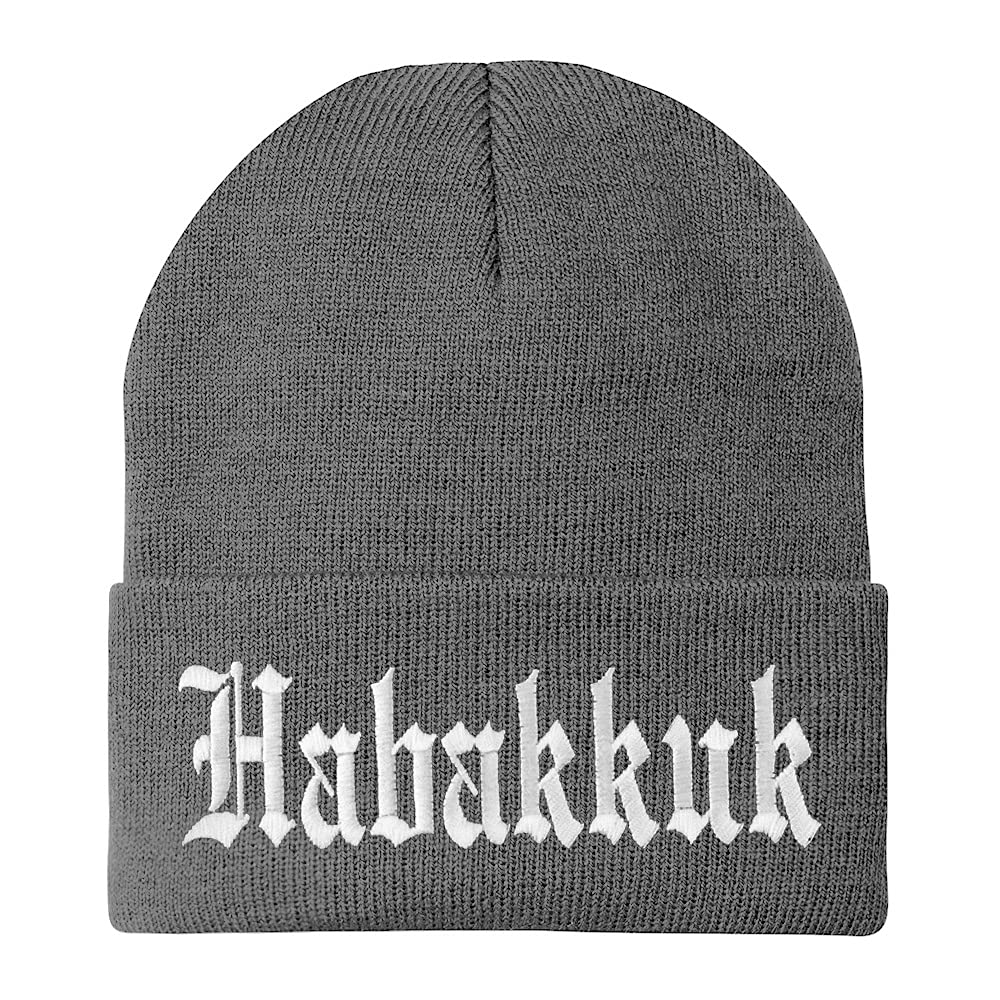 Trendy Apparel Shop Habakkuk Old English Embroidered Long Cuff Beanie