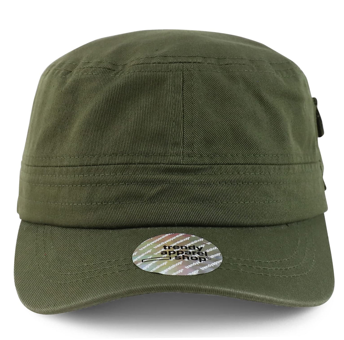 Trendy Apparel Shop XXL Big Head Oversize Flat Top Army Cap with Map Pocket