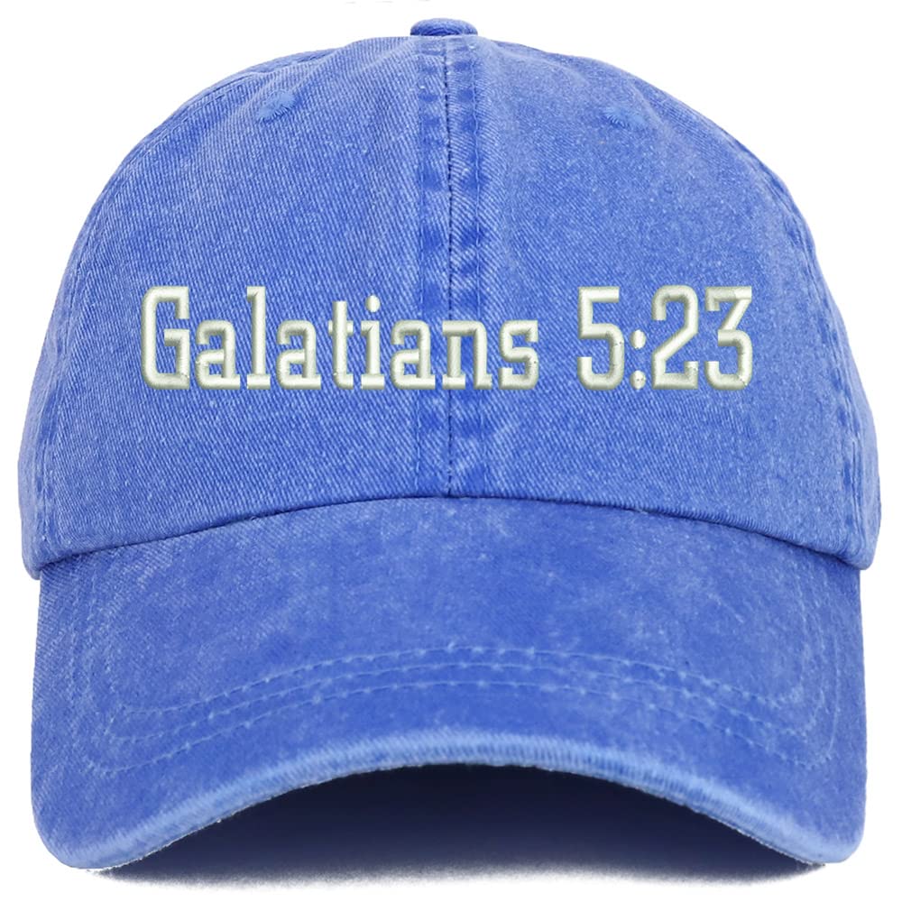 Trendy Apparel Shop Galatians 5:23 Washed Pigment Dyed Baseball Cap