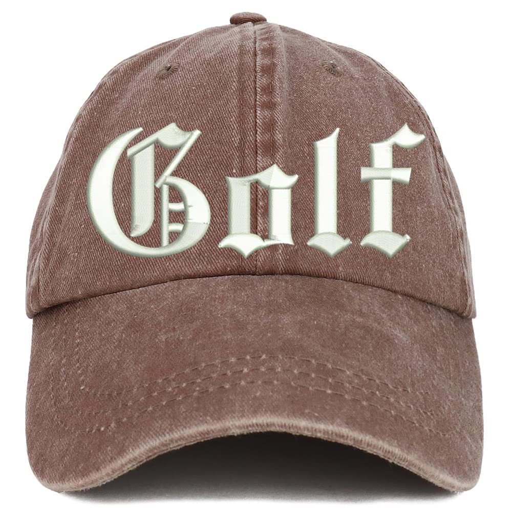 Trendy Apparel Shop Old English Golf Washed Pigment Dyed Baseball Cap