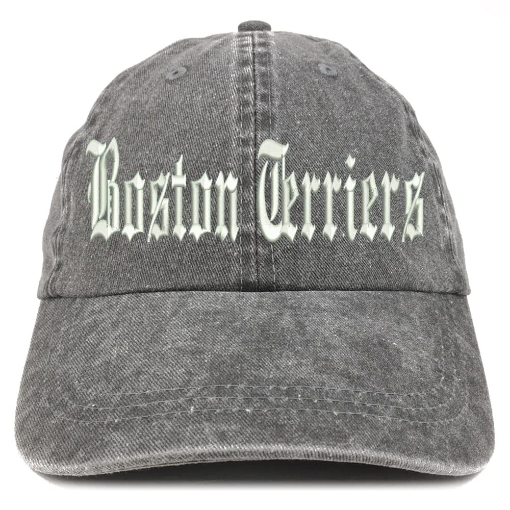 Trendy Apparel Shop Old English Boston Terriers Washed Pigment Dyed Baseball Cap